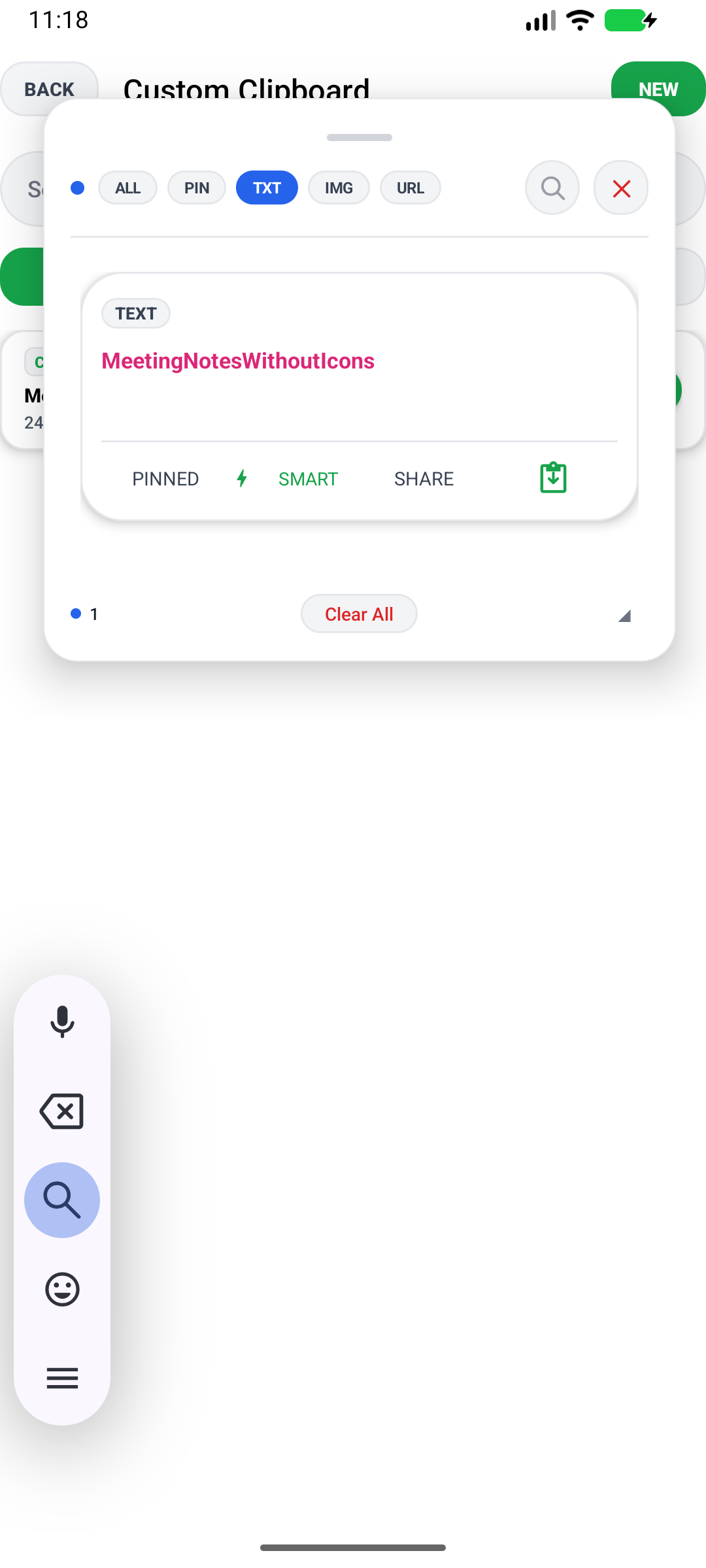 Smart Actions Dialog